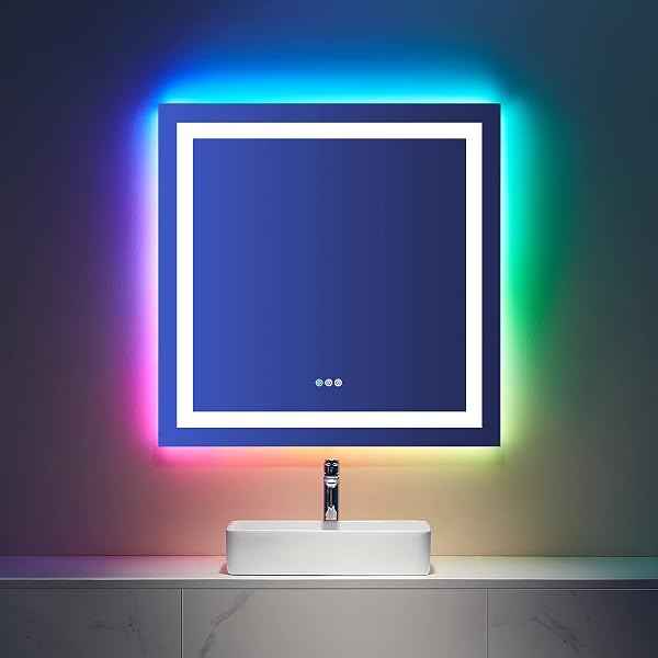 LOAAO 36"X36" RGB LED Bathroom Mirror with Lights, UL Listed