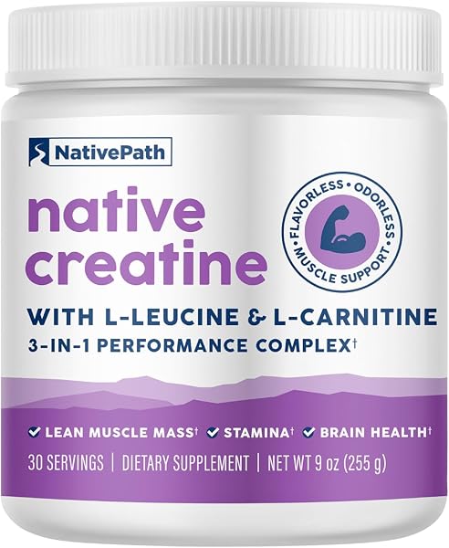 NativePath Creatine Monohydrate, Unflavored, 30 Servings