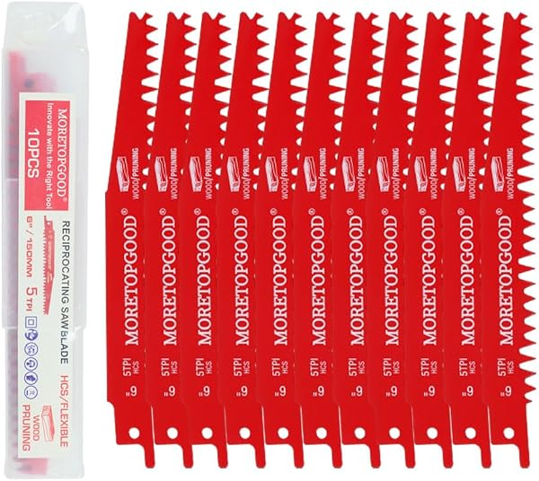 10pcs Wood Pruning Reciprocating Saw Blades, 6 Inch 5TPI Saw Blades for Trees Wood Cutting, Wood Saw Blades