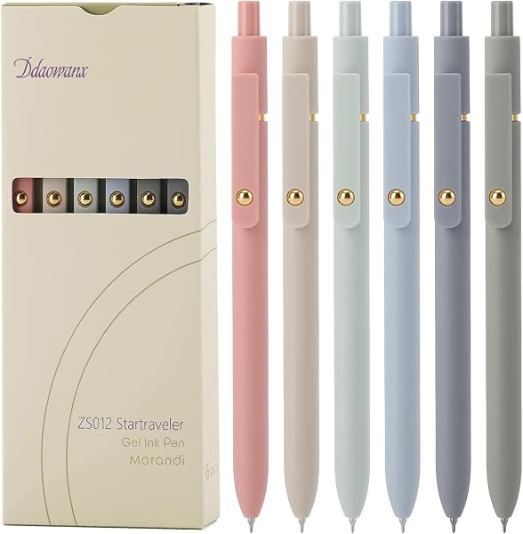 Ddaowanx Gel Pens,6 Pcs 0.5mm Retractable Quick Dry Black Ink Pens