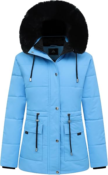 MOERDENG Women's Warm Winter Puffer Coat Thicken Fleece Lined Down Jacket