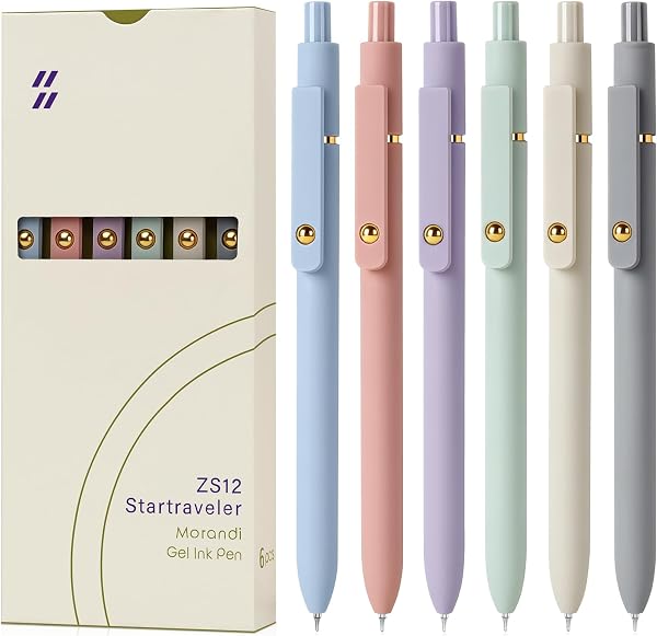 FIOVER Gel Pens 6pcs 0.7mm Fine Point Black Ink Quick Dry Pens