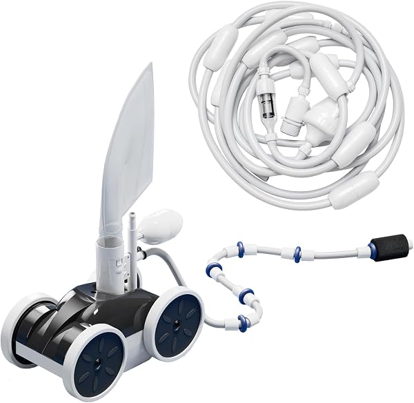 MAKHOON Upgrade Pool Pressure Side Sweeper: Professional Solution for Cleaning Your Swimming Pool (Four Wheels are Better Than Three) Need 1.5" Female Thread Pool Booster Pump Inlet, 4 Bar Pressure