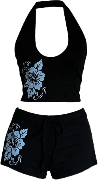 2 Piece Flower Y2k Tankini Women Summer Vintage Set Sexy Beach Swimsuit 2000s…