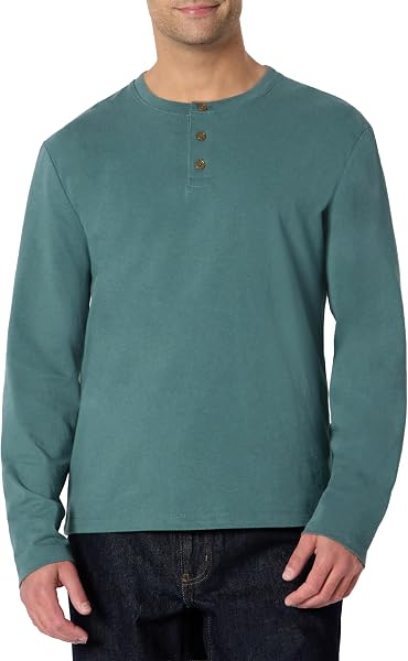 Amazon Essentials Men's Long Sleeve Henley Shirt for Men, Regular-Fit…