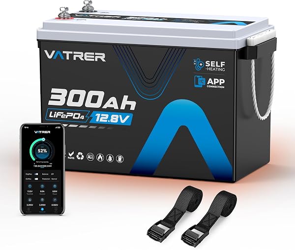 12.8V 300Ah Self-Heating LiFePO4 Lithium Battery with APP Monitoring