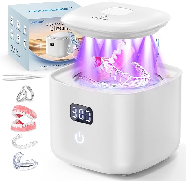 Ultrasonic Retainer Cleaner Machine, 48kHz Dental Ultrasonic Cleaner Care