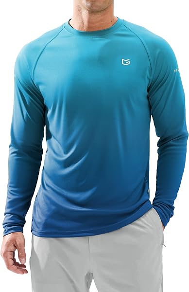 Men's Sun Protection Swim Long Sleeve UPF 50+ Rash Guard Lightweight Shirts
