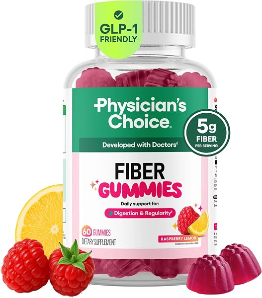 Physician's CHOICE Fiber Gummies for GLP-1 Support - no Sugar Added & Vegan…