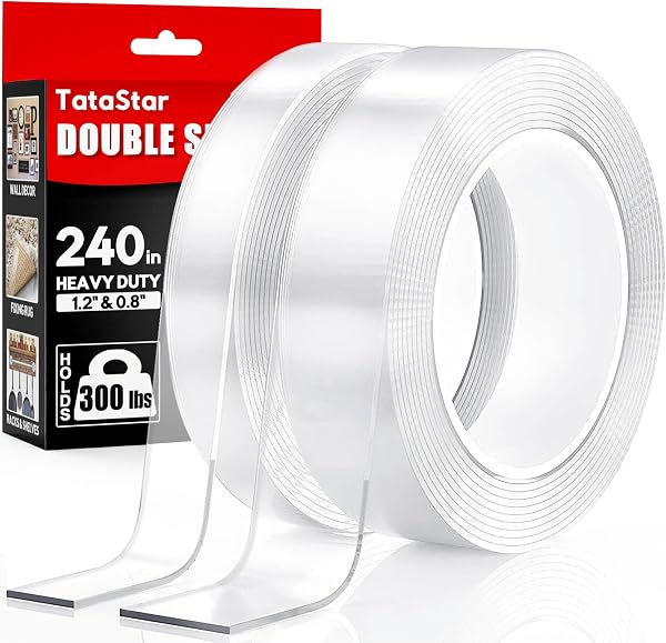 Double Sided Tape Heavy Duty, 2 Rolls, 240" Nano Tape for Wall Mounting