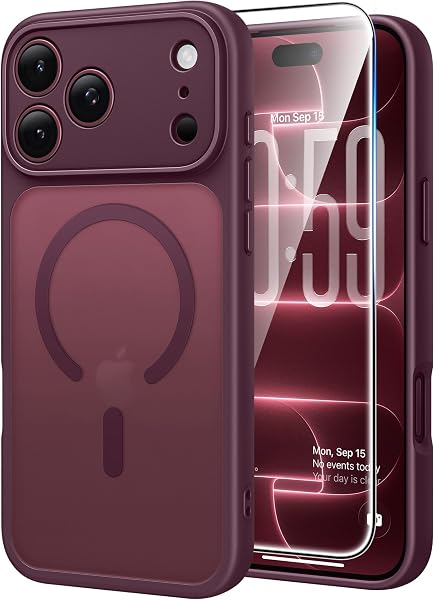 FNTCASE for iPhone 18 Pro Case / 17 Pro Case Fit for MagSafe Burgundy