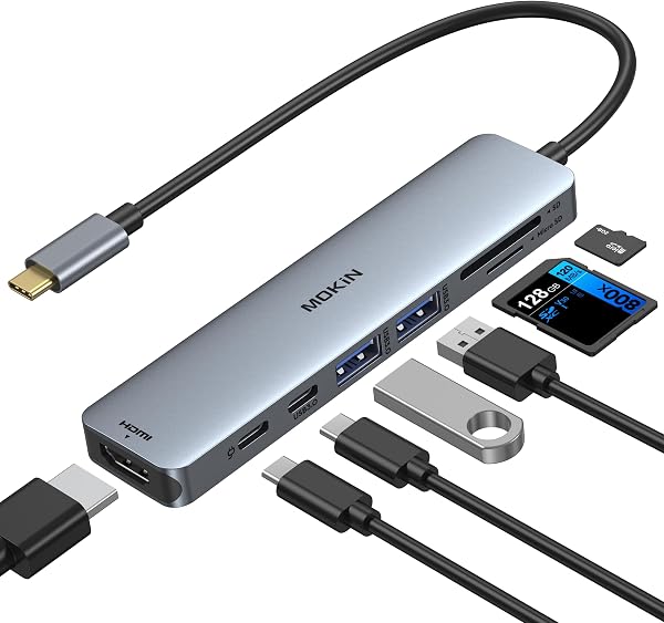 MOKiN USB C Hub HDMI Adapter, 7 in 1 Dongle with SD/TF Card Reader, USB C…