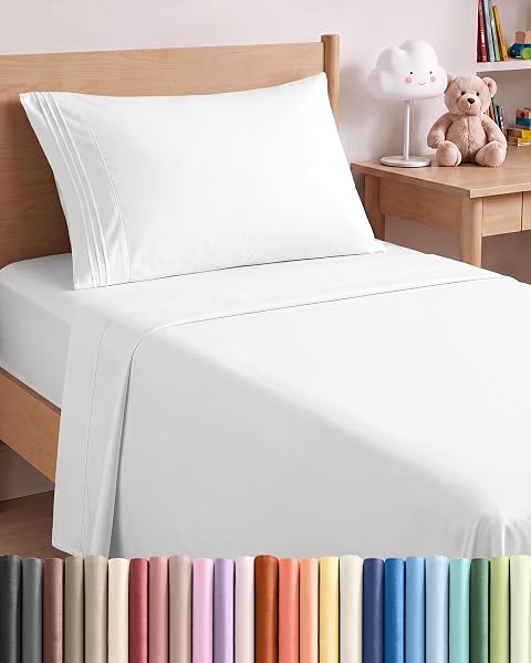 Twin Size 3 Piece Sheet Set - Comfy Breathable & Cooling Sheets - White