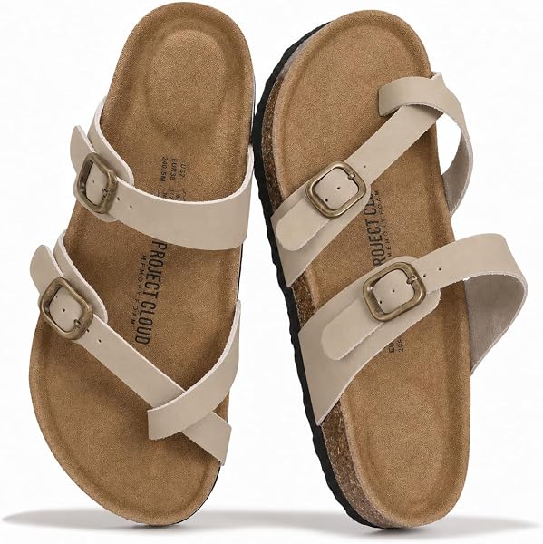 Project Cloud 100% Genuine Leather Womens Sandals Slides for Women (Lian)