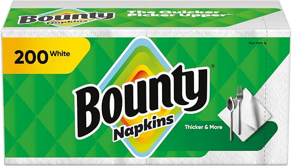 Bounty Paper Napkins, White, 200 Count, Packaging May Vary