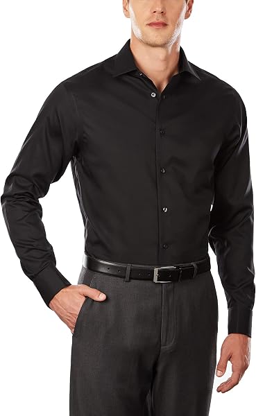 Calvin Klein Men's Regular Fit Herringbone French Cuff Non Iron Dress Shirt