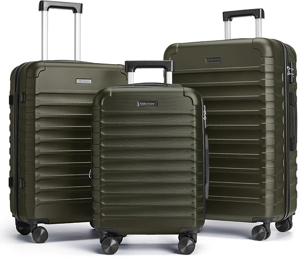 LIGHT FLIGHT Luggage Sets 3 Pcs Suitcase with Wheels,20"/24"/28",Pine Green
