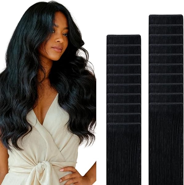 GOO GOO Tape in Hair Extensions Human Hair, Genius Tape, 18inch 50g 20pcs