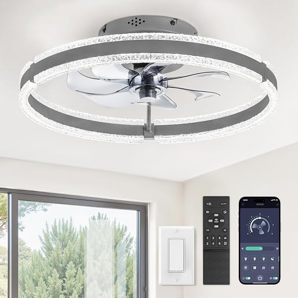 LEDIARY Ceiling Fans with Lights and Remote, 20'' Low Profile Ceiling Fan…