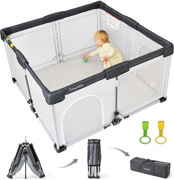 Tinyiota Foldable Baby Playpen, 50x50 Inch Portable Play Yard for Babies and…