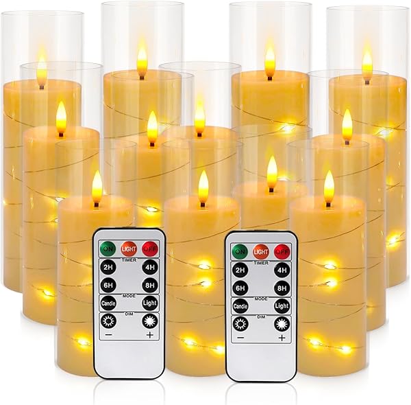 YOROXRG Flickering Flameless Candles Battery Operated with Remote,Led Pillar…