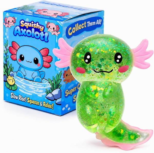 Axolotl Squishy Stress Ball, Soft TPR Fidget Toy for Kids Adults