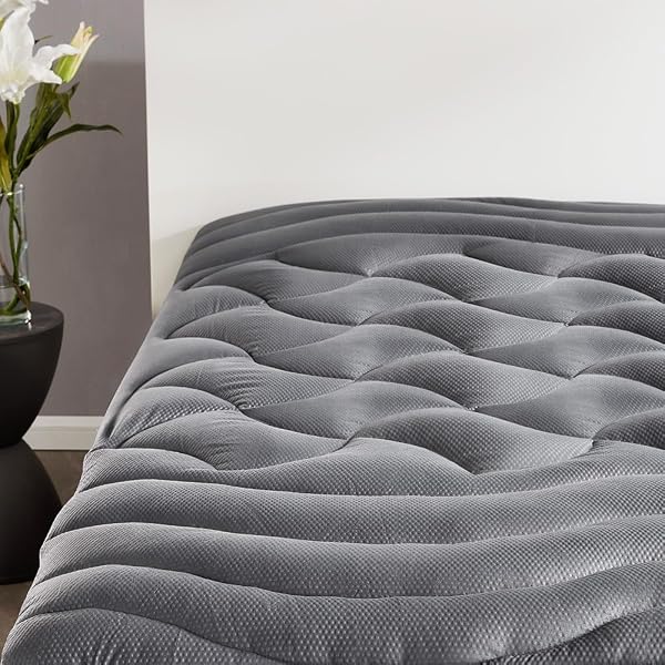 SLEEP ZONE Cooling Queen Mattress Topper, Premium Zoned Cool Mattress Pad…