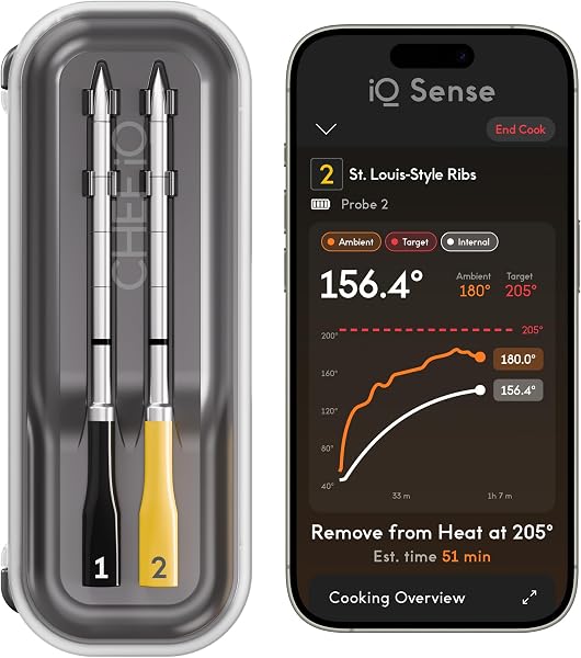 CHEF iQ Sense | Smart Wireless Meat Thermometer | 2 Ultra-Thin Probes | Wi-Fi…
