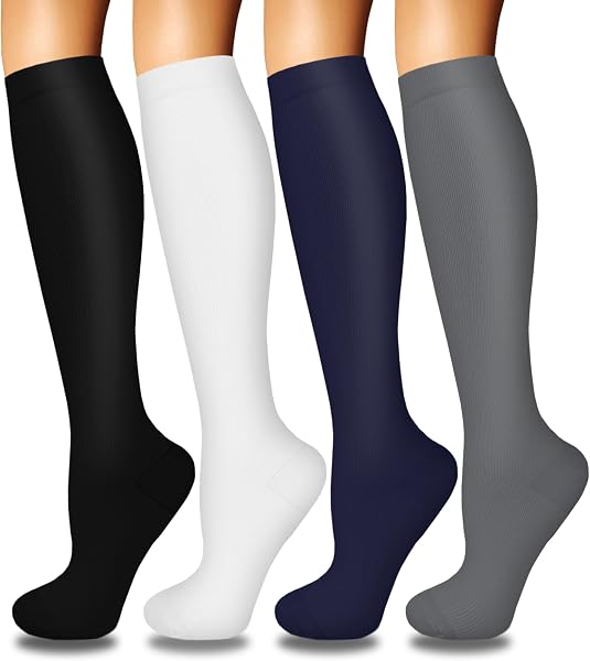 4 Pairs Compression Socks for Women Circulation-Best Support for…