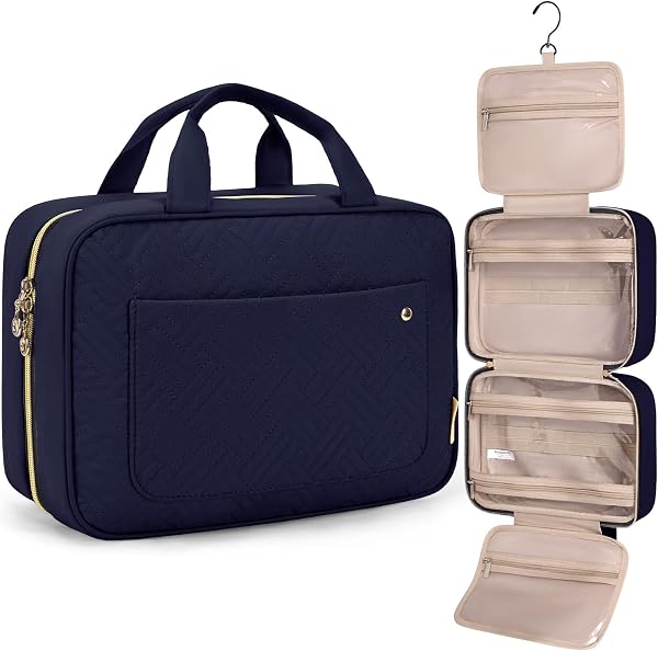 BAGSMART Toiletry Bag Travel Bag with Hanging Hook, Water-resistant Makeup…