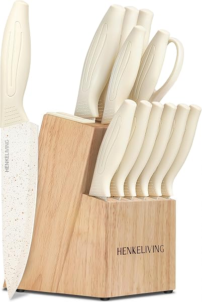 Knife Set with Built-in Sharpener Block, Dishwasher Safe