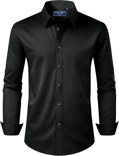 Alimens & Gentle Men's Dress Shirt Regular Fit Stretch Stain Shield Long…