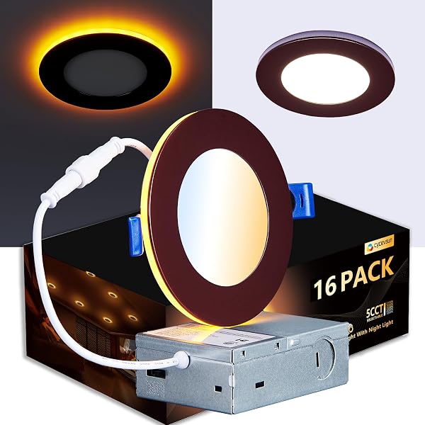CycevSun 4 Inch Bronze Recessed Lighting with Night Light, 16 Pack