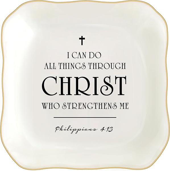 Christian Gifts for Women, Bible Verse Ceramic Jewelry Dish Trinket Ring…