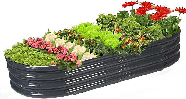 Rakukiri Raised Garden Bed GRS Certified Galvanized Planter Box Outdoor, 5ft…