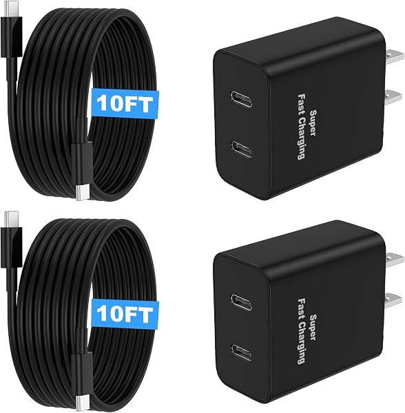 Fast Charger USB C, 45W Dual Port Android Phone Type C Charger 2Pack