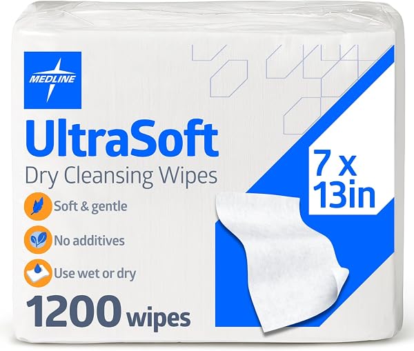 Medline Ultrasoft Dry Baby Wipes, Gentle Disposable Cleansing Cloths, 1,200…