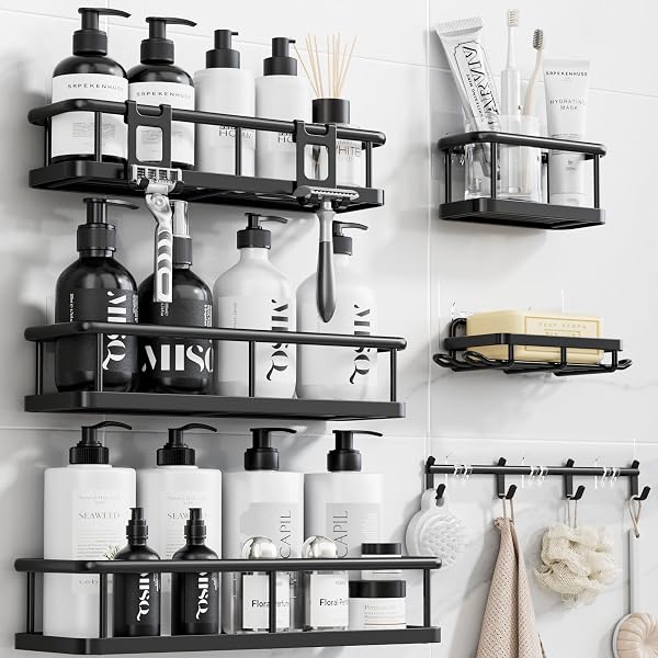 YASONIC Shower Caddy Adhesive, Rustproof Shower Shelves for Inside Shower