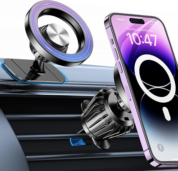 for iPhone Magsafe Car Mount?20 Strong Magnets?Magnetic Phone Holder for Car…