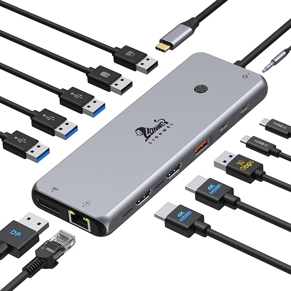 Docking Station Dual Monitor 4K HDMI 13-in-1 USB C Hub for Laptop MacBook