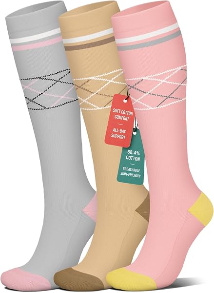 4 Pairs Compression Socks for Women Circulation-Best Support for…