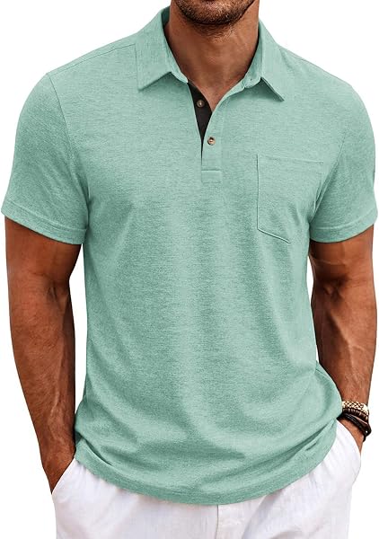 COOFANDY Mens Polo Shirts Short Sleeve Casual Summer Collar Shirts Soft…