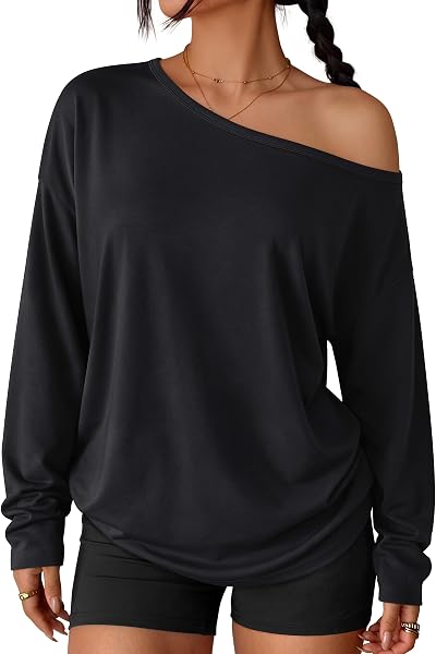 Trendy Queen Womens off the Shoulder Oversized Tops