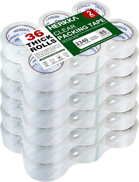 HERKKA Clear Packing Tape, 36 Rolls Heavy Duty Packaging Tape for Shipping…