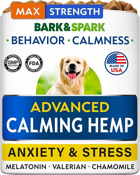 BARK&SPARK Hemp Calming Treats for Dogs - Stress, Anxiety Relief Treats