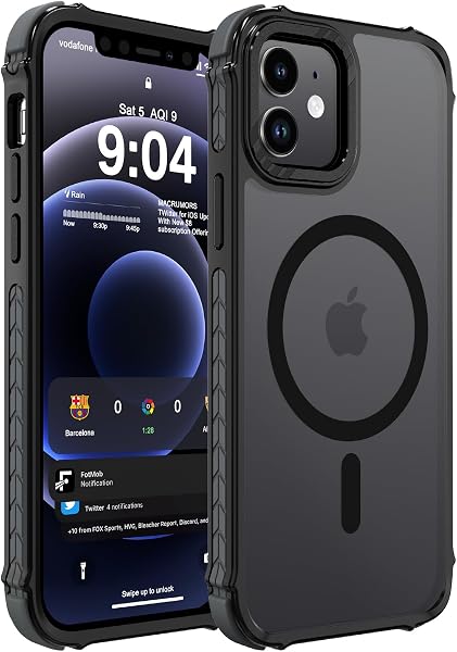 DEERLAMN Strong Magnetic Case for iPhone 12/12 Pro 6.1-Inch, Matte Black