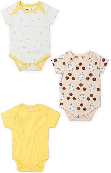 MONICA + ANDY Short Sleeve Jack & Jill Bodysuit, 100% Organic Baby Clothes…
