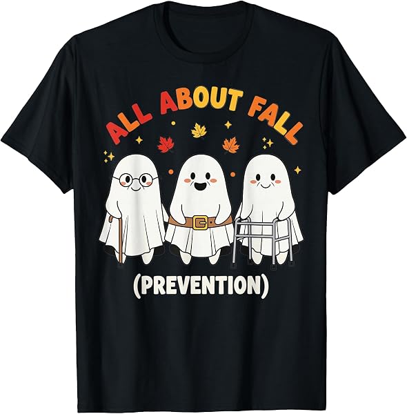 Fall Prevention Funny Ghost Autumn Halloween Joke T-Shirt