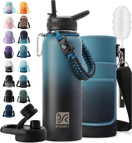 DYSANKY Insulated Water Bottle with Portable Carrier Bag for Outdoor 40 Oz