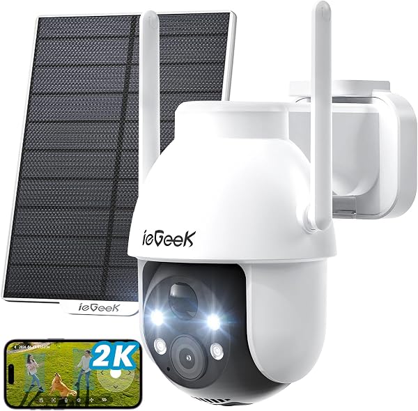 ieGeek Security Cameras Wireless Outdoor, 2K Solar Wi-Fi Camera for Home…